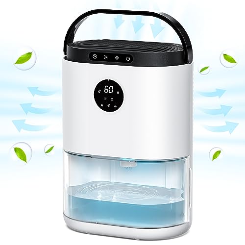 CONOPU Dehumidifier, 2300ML Dehumidifiers for Home 500 Sq.ft, Dual Semiconductors & LED Lights, Auto-Defrost Auto-Off 3 Modes Humidity Control, Dehumidifiers for Drying Clothes,White