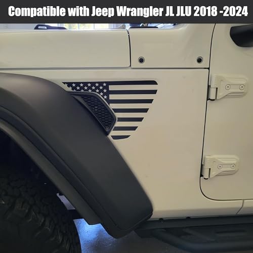 Image of 2 PCS Pre-Cut American Flag Side Fender Vinyl Stickers for Wrangler JL JLU 2018-2024 & Gladiator JT 2020-2024, USA Flag Decal for Vehicle Exterior Decoration Accessories (Left & Right Side)