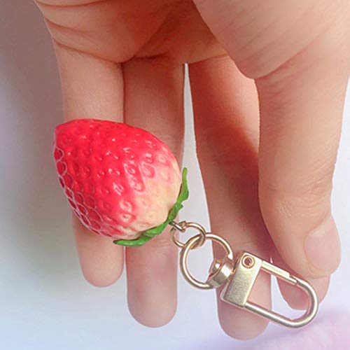 Preisvergleich Produktbild JQFEN 1Pc Erdbeerrotes Herz Netter Schlüsselbund Schlüsselring Frauen Mädchen Obst Auto Schlüsselhalter Rosa Metall Schlüsselring