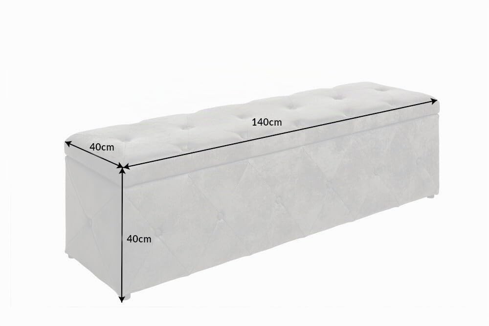 Bettbank EXTRAVAGANCIA - 140cm - antik grau - Samt Stauraum Chesterfield