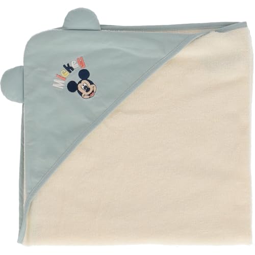 Disney - Cape de Bain Mickey - 70x70 cm - 80% Coton 20% Polyester- 180 GSM - Vert Clair