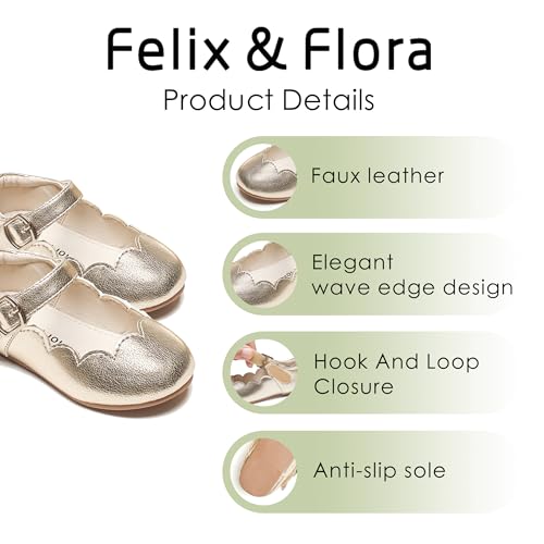 Image of Felix & Flora Toddler Flower Girl Dress Shoes - Baby Girl Ballet Mary Jane Flats for Party School Wedding