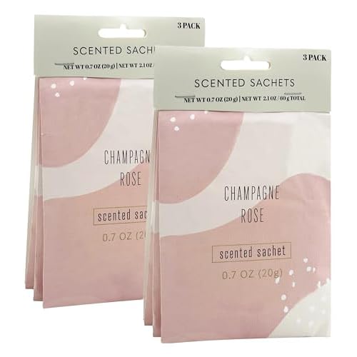 6 Packs Rose Flower Scented Sachets for Drawer and Closet, Long-Lasting Sachets Bags Air Freshener Fresh Scents, Potpourri Bags Home Fragrance Sachet for Cars