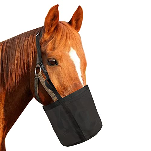 Sac d'alimentation pour chevaux sac en grain maille PVC robuste sangle réglable