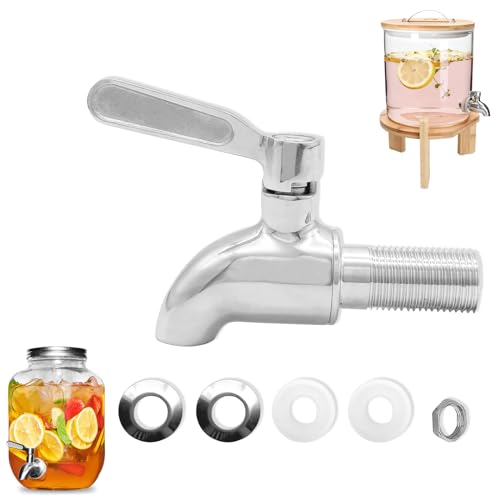 304 Stainless Steel Dispenser Fauce, 16millimeter Glass Drink Dispenser Tap, Dispenser Faucets, Juice Drinking Fountain, for Water,Beer, Wine, Juice and Bottle Bucket, Silver