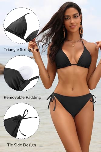 Tempt Me Women Triangle Bikini Sets Halter Two Piece Sexy Swimsuit String Tie Side Bathing Suit