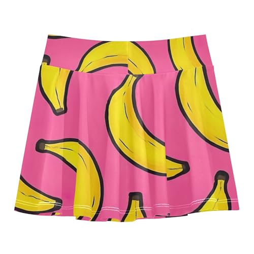 Dance Golf Athletic Shorts for Girls Skorts Skirts with Shorts Teen Cheer Playful Banana Yellow Bananas Pink 4t2