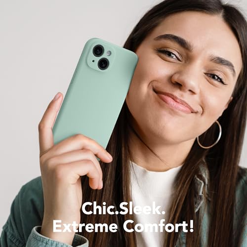 Image of Magnetic for iPhone 15 Case, Compatible with MagSafe, [Screen Protector + Full Camera Protection], Silicone Shockproof Anti-Scratch Protective Phone Case for iPhone 15 6.1 inch, Mint