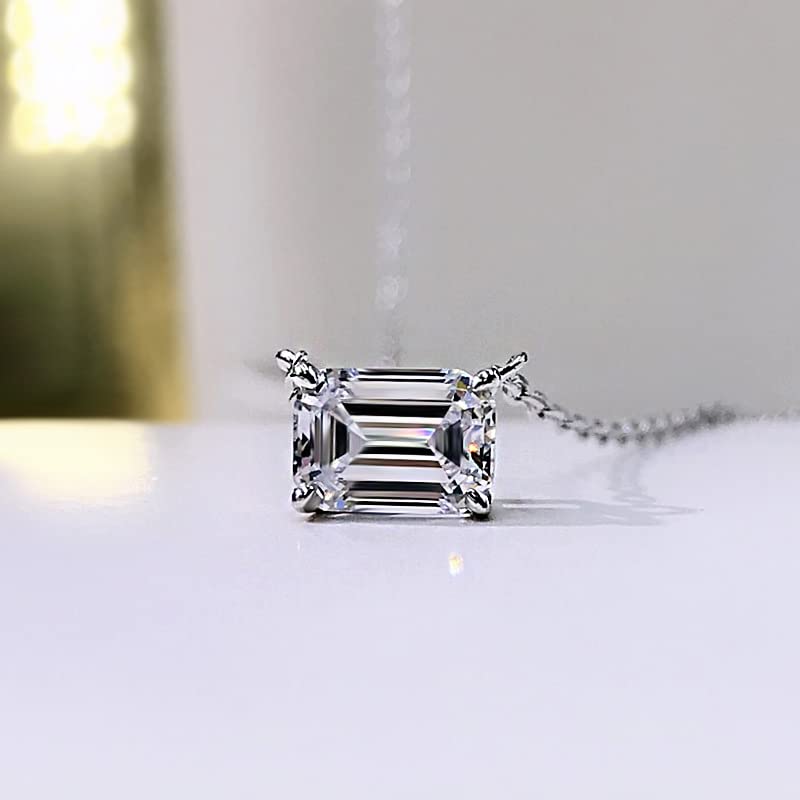 Collier pendentif diamant moissanite émeraude argent 925 - 2