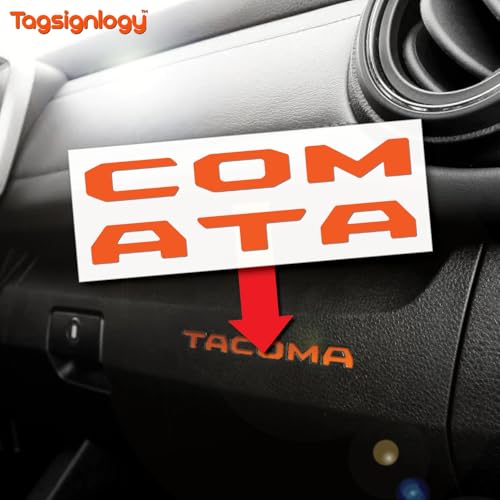 Image of (2 Sets) Prime Series UV Weatherproof Vinyl Decals for Glove Box Dashboard Letter Inserts Compatible fits Tacoma 2016-2023 (Gloss Orange)
