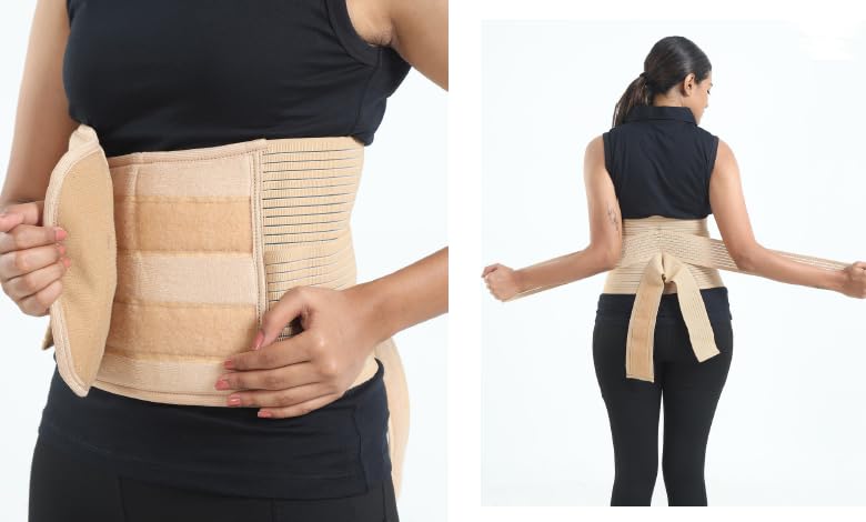 24 BH BAZAAR - Size - L (45") - Beige - Dual Strap support Postpartum, Abdominal & Maternity Belt, Pregnancy Belt for Women - Belly & Tummy Slim, Back Pain Relief for Men & Women (Beige, L)