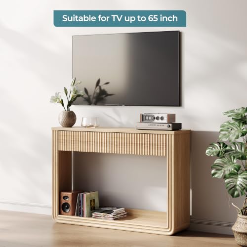 LINSY HOME Console Table with 2 Drawers, Fluted Entryway Storage, Light Oak by LINSY HOME - Used condition - Image 7