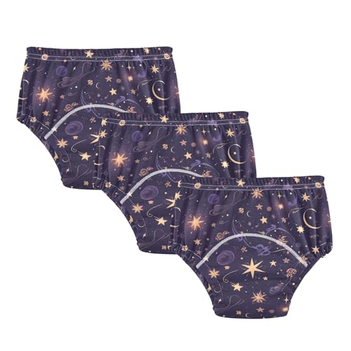 Foiosoh Baby Infant 3 Packs Training Potty Underwear Absorb Water Nighttime Potty Training Pants for Boys Girls Cute Cartoon Stars Purple