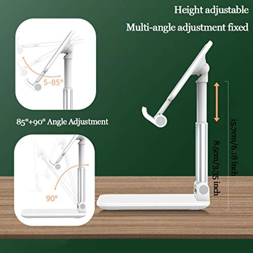 Fold Mobile Phone Stand for Desk, Aluminum Alloy Portable Tablet Stand Desktop Angle Height Adjustable Desktop Phone Holder with Mobile Phone/iPad/Kindle/Tablet-Black
