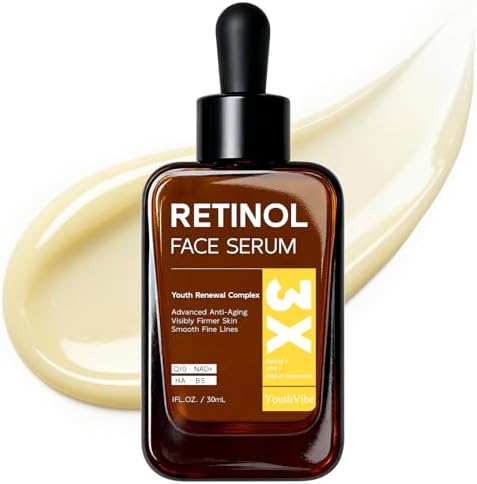 SimplyVital Collagen, Retinol & Hyaluronic Acid Serum — side view showing full product dimensions