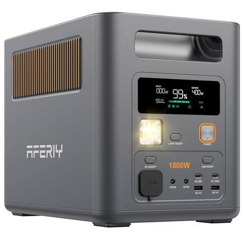 AFERIY Nomad1800 Pro ポータブル電源 1024Wh 大容量 リン酸鉄リチウム 53分80%充電 超高出力「定格1800W・サージ3600W」 ポータブルバッテリー 10年長寿命 容量拡張機能 11個出力ポート アプリ対応 コンパクト 家庭用 非常用 蓄電池 パススルー 0.01秒UPS機能 純正弦波 AC100V 50Hz/60Hz キャンプ・車中泊・停電節電対策 防災グッズ（Amazon）