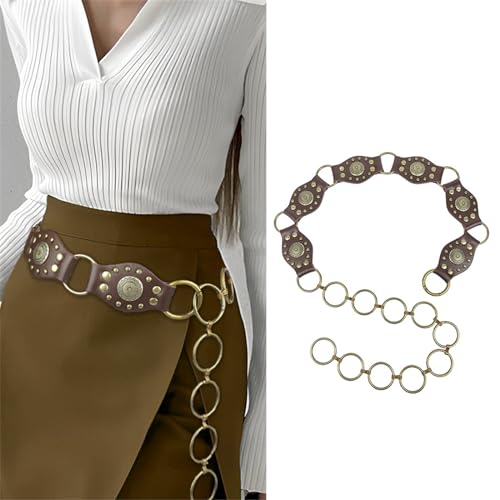 Stitching Leather&Metal Waist Belt With Carved Rivets Waistband PU Waist Belts For Women Skirt Waist Belt2
