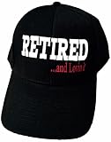 Retired and Loving It Black Cap and Bumper Sticker, Retirement Party Gift
