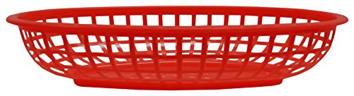 Set of 12 Red Oval Fast Food / Deli Baskets, 9.25 by 5.67-Inch, Red (12)