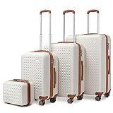 Kono Juego de 4 Maletas 31cm/55cm/67cm/76cm Maletas de Viaje Cabina Equipaje de Mano Portátil con Cerradura TSA (Blanco)