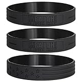 Sainstone Power of Faith Let Faith Bigger Than Fear Inspirational Silicone Bracelets with American Flag - Faith Over Fear Motivational Wristband Gifts for Fight Epidemic for Men Women (3-Pack)