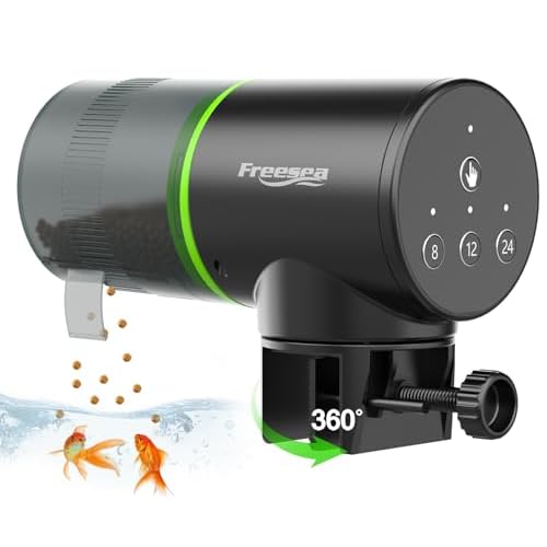 FREESEA Automatic Fish Feeder for Aquarium: Auto Fish Food Dispenser with Timer for Small Tank Betta Turtle – Battery Vacation Self Feeding for Flakes