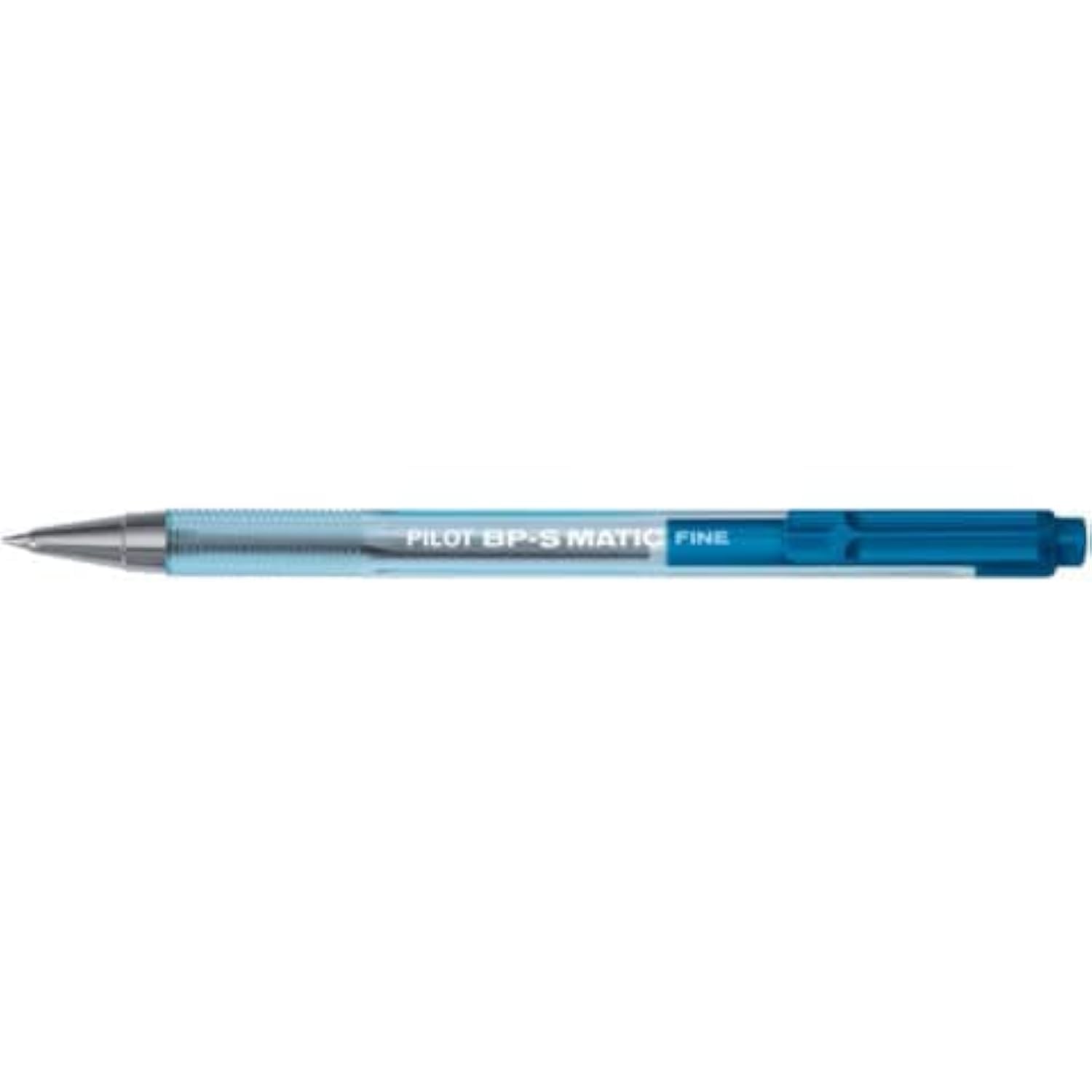BP-S Matic Retractable Ballpoint Pen - Fine Lettering - Transparent Body - Refillable - Blue - Pack of 12