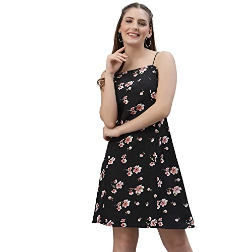 Image of OOMPH! Women A-Line Floral Mini Dress Western, Off Shoulder, Slip On