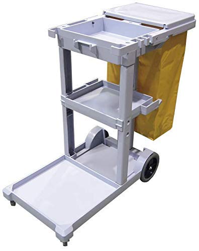 MSU - Carro de Limpieza Profesional Multifunción | Bolsa de Tona Amarilla, Tapa | Para Dobles Cubos con Prensa | Hostelería y Comercios, Gris, Polipropileno (PP)