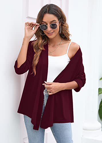 Image of Heymoments Women's Lightweight Open Front Cardigans 3 /4 Sleeve Casual Soft Drape Fall Cardigan S-2XL