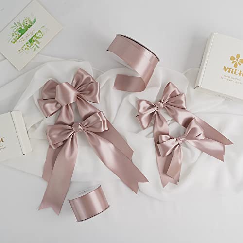 Meedee Dusty Rose Satin Ribbon 2 Inch Dusty Pink Ribbon Lux Satin Double Faced Ribbon By 25 Yards Silk Ribbon Satin Ribbon For Gift Wrapping, Satin Weddings, Flower Bouquet, Holiday Decorating #TOP5