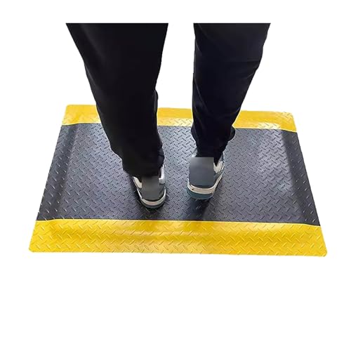 Tapis de sol industriel anti-fatigue robuste noir de 60 x 80 cm pour travail debout