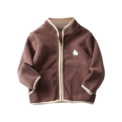 Toddler Warm Coat Autumn Winter Girl Boy Long Sleeve Simple Solid Color Children's Dress Stand Collar (Brown, 5-6 Years)