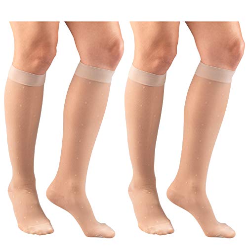 Image of Truform Compression 15-20 mmHg Sheer Knee High Stocking, Nude Dot Pattern, X-Large (Pack of 2)