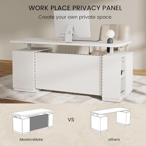 Image of ModernMate 71 inch L Shaped Electric Standing Desk with 4 Drawer File Cabinet