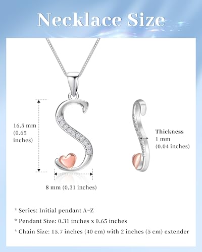 Mesovor 925 Sterling Silver Initial Necklace for Women, Dainty Sterling Silver Letter Cubic Zirconia Necklace Jewelry Gifts for family Mother Sister Wife - Image 3
