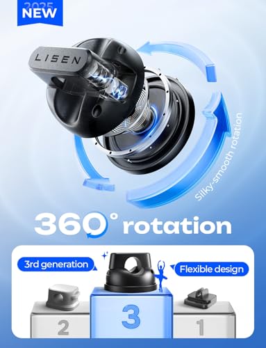 6-Pack 360°Rotating Cord Holder for Nightstand, LISEN Magnetic Clips - image 2