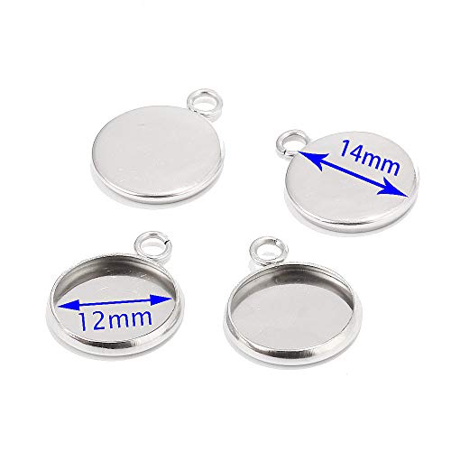 100 Pieces Pendant Trays Fit 12Mm Stainless Steel Round Blank Bezel Blanks Trays Pendant For Jewelry Making Tool And Diy Craft (Silver) #TOP1