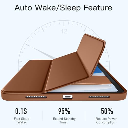 Image of Wenlaty Compatible with iPad (A16) 11th Generation Case 11 Inch 2025, for iPad 10th Generation Case 10.9 Inch 2022 with Pencil Holder, Trifold Stand Protective Cover, Auto Wake /Sleep, Brown