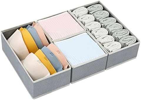 Homsorout Underwear Drawer Organiser 4 Pack Clothes Drawer Organiser Foldable Wardrobe Storage Boxes Fabric Drawer Organisers for Underwear, Clothes, Socks, Lingerie, Handkerchiefs, Ties