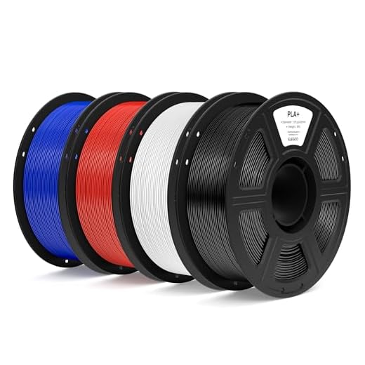 ELEGOO PLA+ Filament 1.75mm Bundle, High Toughness PLA Plus 3D Printer Filament Dimensional Accuracy +/- 0.02mm, 4pcs 1kg Spool(2.2lbs) Fits for Most FDM 3D Printes Black/White/True Red/Dark Blue