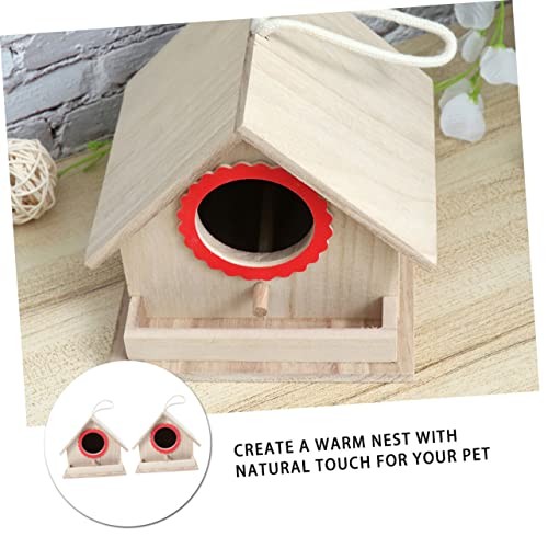 Yardwe Rustic Decor 2Pcs Wood Birdhouse Outdoor Decor Unfinished Birdhouses Wooden Bird House Rural Bird Nest Bamboo Wood Decor #TOP5