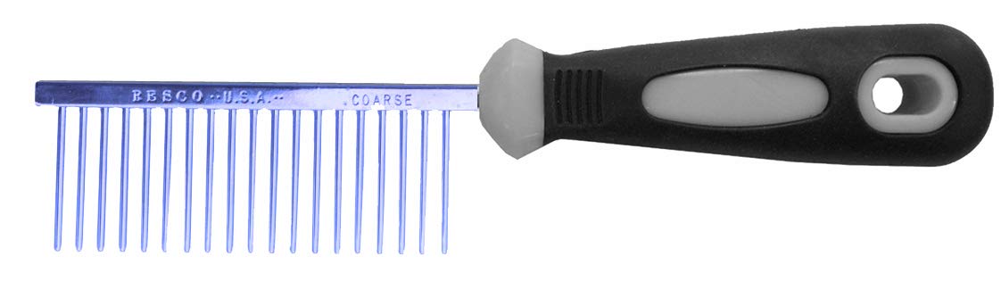 Resco Professional Anti-Static Dog, Cat, Pet Comb for Grooming, Steel Pins, Coarse Tooth Spacing, Candy Blue