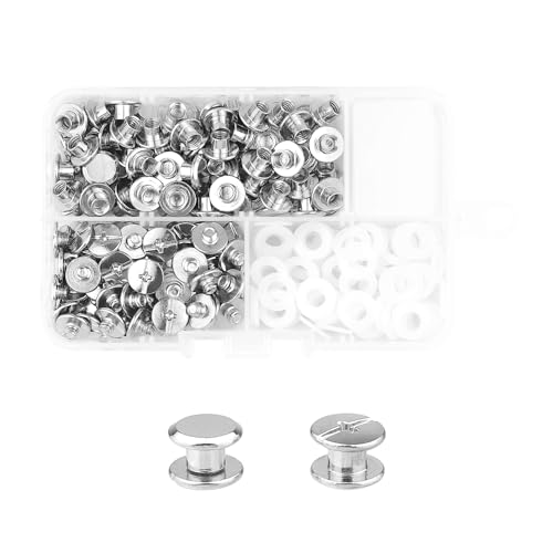 MABAHON 80 Satz Chicago Schrauben M5x4mm Buchschrauben Gürtelschrauben Schraubnieten für Taschen, Handwerk, Halsband, Geschirr, Gepäck, Geldbörse, Hundeleine, Rucksack, Gürtel Silber