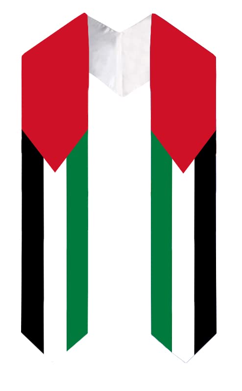 Cappe Diem Graduation International Flag Stole Embroidered Sash Study Abroad 72' (Palestine)