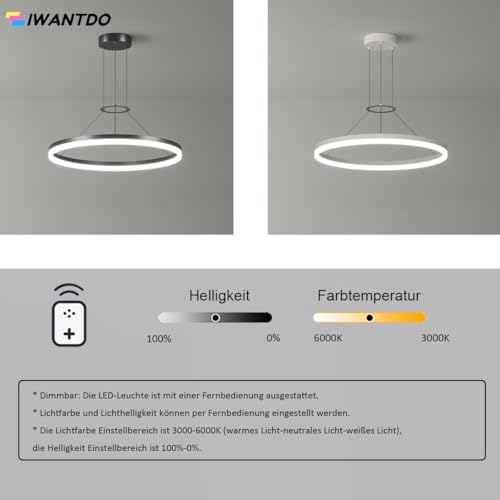 Éclairage table salle à manger lampe suspendue LED noire 80 cm variable contre fatigue visuelle