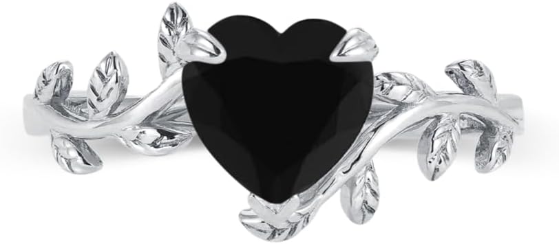 1 Carat Heart Cut Gemstone Engagement Ring for Women, 10K 14K 18K Solid Gold Bridal Birthstone Ring Leaf Vine Art Deco Wedding Promise Rings Gifts for Her Bride Wife Mom Nana Mothers Day