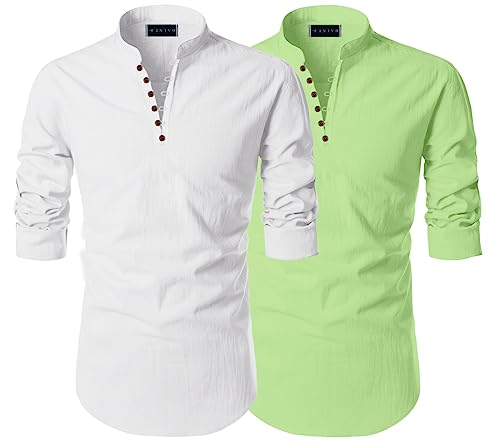 Image of Men's Trendy Short Kurta Shirt | Mandarin Collar Full Sleeve Cotton Ethnic Wear | Regular Fit Traditional Indian Apparel | Casual Festive Party Function Clothing