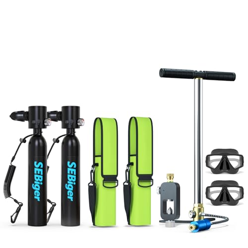 SEBiger Diving Tank with DOT Certification Reusable Scuba 0.5L Pony Bottle Support 5-10 Minutes Dive Time Diving Cylinder Suitable for Underwater Work/Underwater Recreation,D-BK