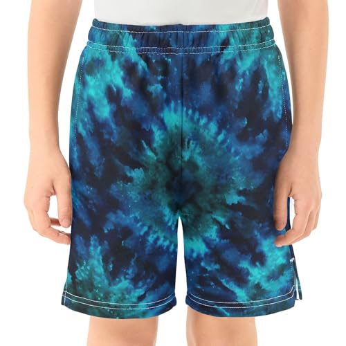 DOMIKING Blue Teal Tie Dye Kids Shorts Pull-on Boys Shorts with Elastic Waist Casual Athletic Pants for Summer Outdoor2